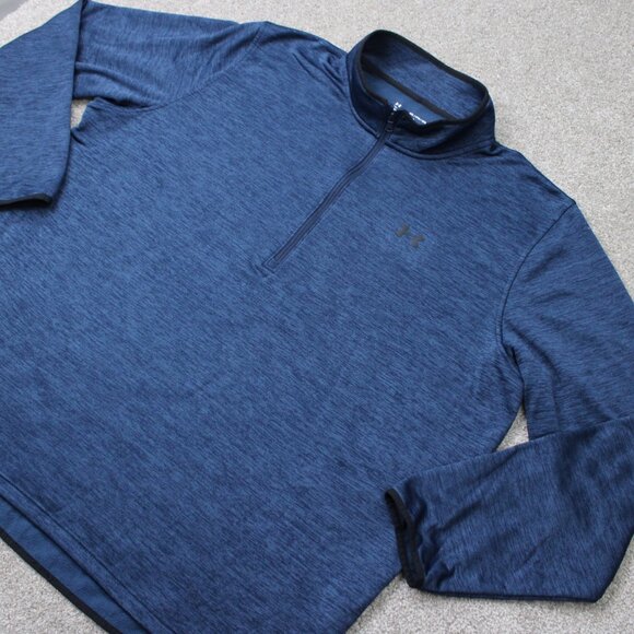 Under Armour Fleece Sweatshirt Men 4XL XXXXL Blue Loose Fit Coldgear 1/2 Zip L/S - Picture 3 of 14